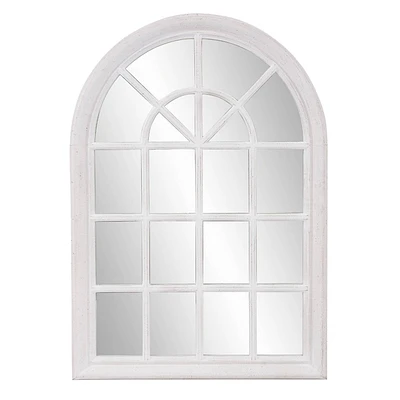 Howard Elliott 29x41 Arched Windowpane Wall Mirror White Wash