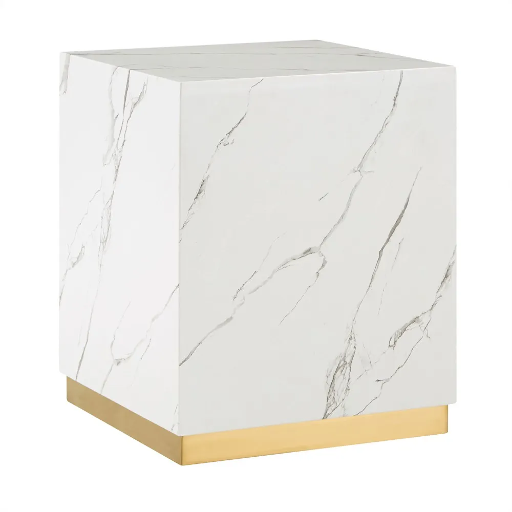 Devoe Faux Marble Square End Table  - Inspire Q