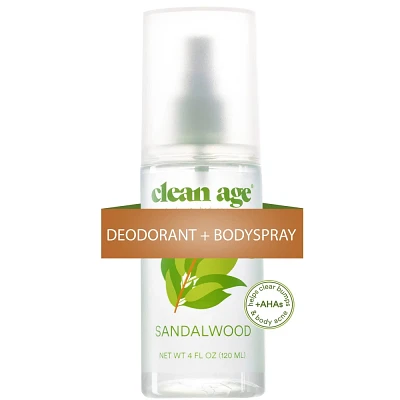 Clean Age Sandalwood AHA Deodorant + Body Spray for Teens - 4 fl oz