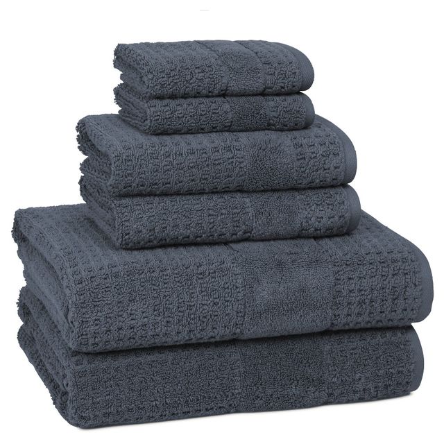 6pc Checkered Bath Towel Set - Cassadecor