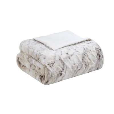 60x70 Oversized Aina Faux Fur Throw Blanket Natural - Madison Park