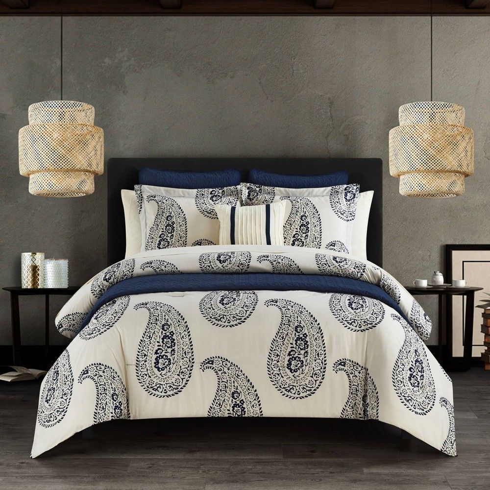 Chic Home Design 12pc King Mckenna Comforter Set Navy - Chic Home Design |  Connecticut Post Mall