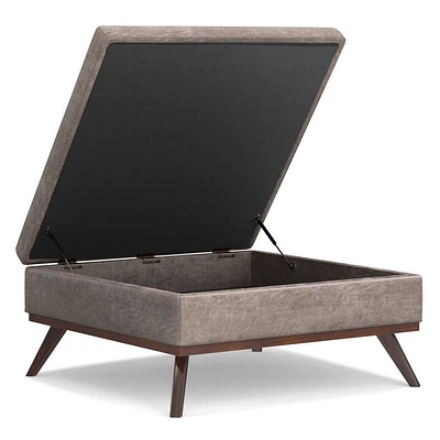 WyndenHall Ethan XL Square Coffee Table Storage Ottoman : Hydraulic Lift, Rubberwood, Foam Fill