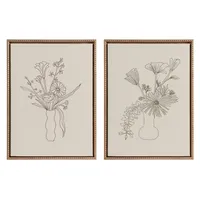 (Set of 2) 18x24 Sylvie Beaded Floral Study 1 and 2 Framed Canvas Arts by Kate Aurelia Holloway Gold - Kate & Laurel All Things Decor: