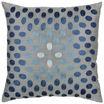 18x18 Dots Square Throw Pillow Cover Blue - Rizzy Home: Embroidered, Textured, Machine Washable