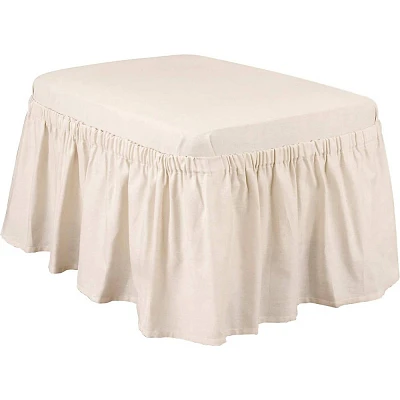 Duck Ottoman Slipcover Natural - Sure Fit: Cotton, Stretch Fit, Machine Washable, Indoor Use