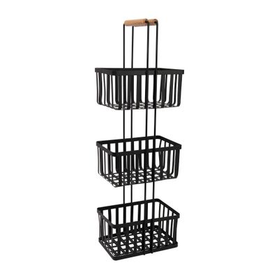 3 Tier Metal Spa Tower with Bamboo Handles Black - Simplify