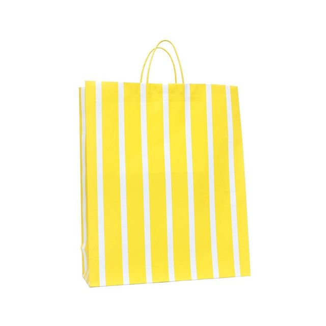 Extra Large Striped Gift Bag White/Yellow - Spritz