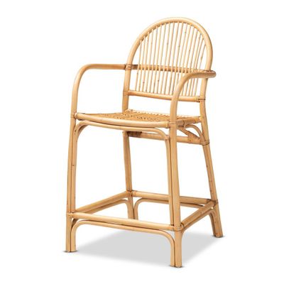 Tugera Rattan Counter Height Barstool Natural/Brown - bali & pari: Handcrafted, No Assembly Required