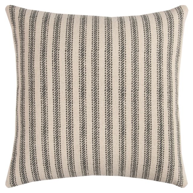 20x20 Oversize Ticking Striped Square Throw Pillow - Rizzy Home: Cotton Canvas, Indoor