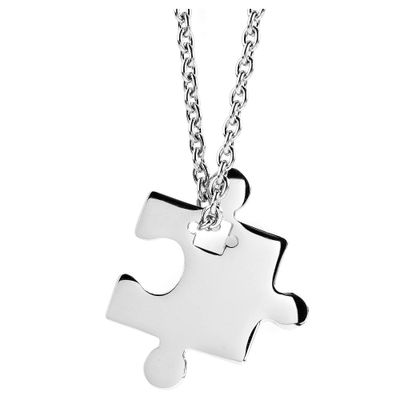 Womens West Coast Jewelry Stainless Steel Jigsaw Puzzle Piece Pendant Necklace