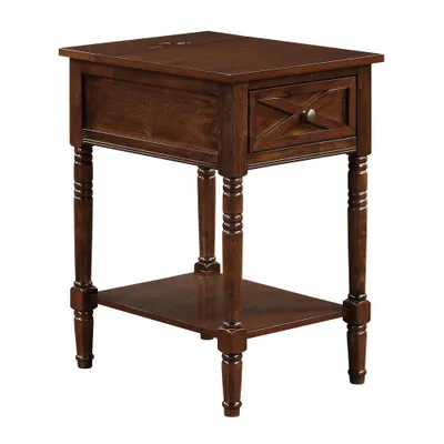 Country Oxford End Table with Charging Station  - Breighton Home: Farmhouse Style, USB Ports