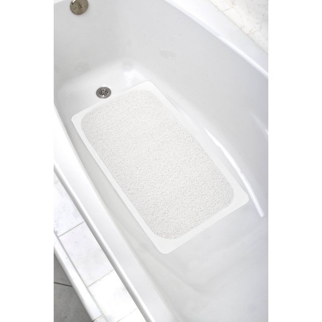 17x29 Skid-Resistant Ultimate Loofah Tub Mat White - Zenna Home: Mold-Resistant, PVC Knitted Rectangle Bath Mat