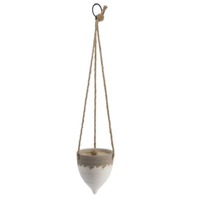 Jute Hanging Planter (8.5) - Storied Home: Indoor Bohemian Stoneware, No Assembly, Ceiling Mount