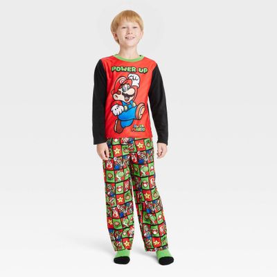 Boys Super Mario 2pc Cozy Pajama Set with Socks