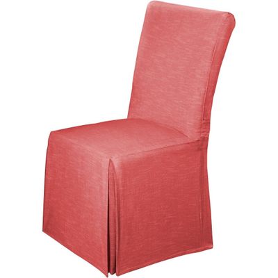 Red Chambray Dining Room Chair Slipcover - Madison Industries: Machine Washable, T-Cushion Compatible, Back Tie Closure