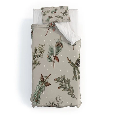 Deny Designs Twin/Twin Extra Long Emanuela Carratoni Festive Forest Duvet Cover and Pillow Sham