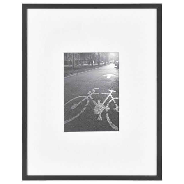 11.3 x 14.4 Matted For 5 x 7 Thin Metal Gallery Frame Black - Threshold: Modern Aluminum Wall Decor