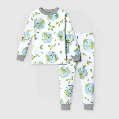 Burts Bees Baby Toddler 2pc Earth Day Printed Organic Cotton Snug Fit Pajama Set