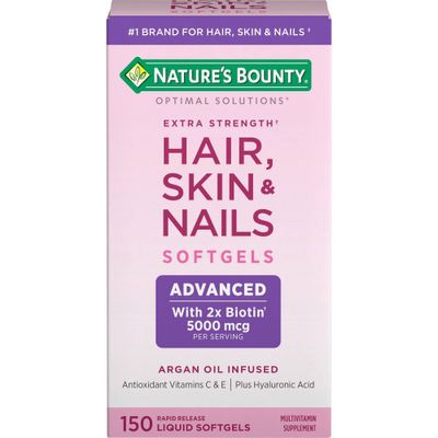 Natures Bounty Optimal Solutions Extra Strength Hair, Skin and Nails Softgels with Biotin - 150ct