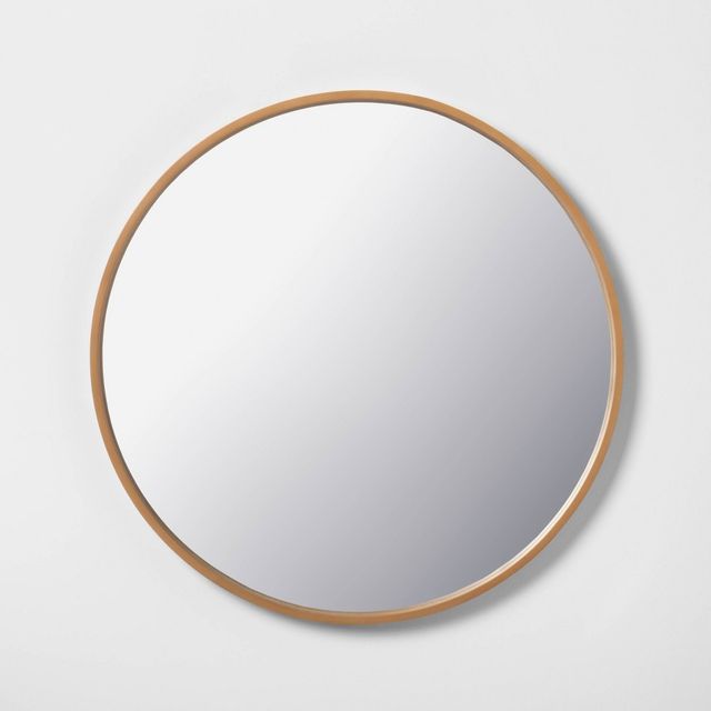 30 Round Wood Framed Wall Mirror Natural - Hearth & Hand with Magnolia: Bathroom, Circular, No Assembly Required