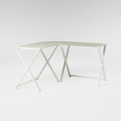 Modern Glass L Shaped Gaming Computer Desk White - Saracina Home