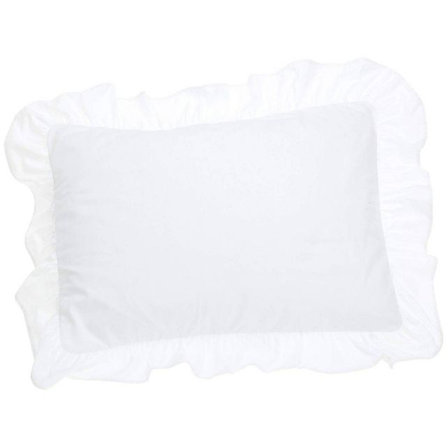 Fresh Ideas 2pk Standard Ruffled Pillow Sham White: Machine Washable, Polyester, Plain Weave, No Fill, 150 Thread Count