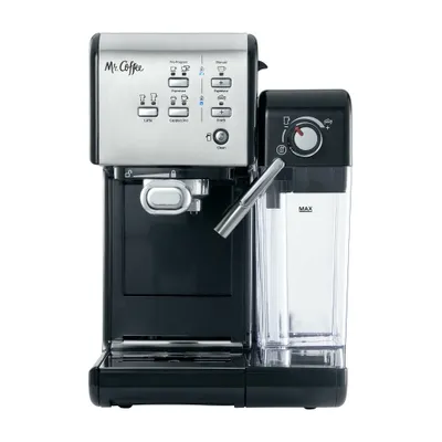 Mr. Coffee One-Touch Coffeehouse Espresso and Cappuccino Machine Black: 19-Bar Pressure, Milk Frother, Removable Reservoir