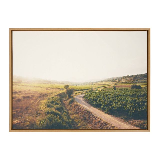 Kate and Laurel Sylvie Leading Towards The Unknown Framed Canvas Wall Art by Laura Evans, 28x38 Natural, Decorative Nature Art for Wall - 1