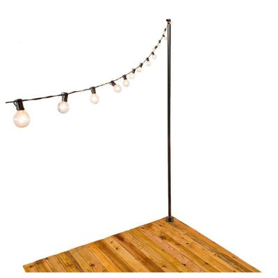 114 Pole Stand with Mounting Plate Black - IYN Stands: Outdoor Lighting Accessory, Secure Installation