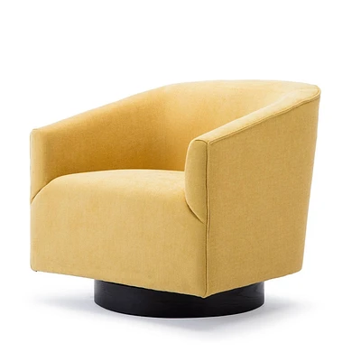 Comfort Pointe Geneva Wood Base Swivel Accent Chair: Polyester Upholstery, No-Sag Springs, 300 lbs Capacity