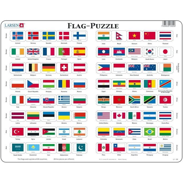 Springbok Larsen Flags Of The World Childrens Educational Puzzle 80pc