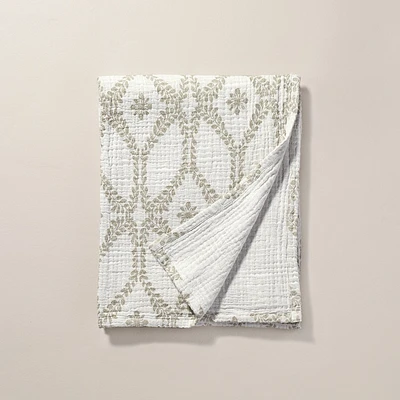 Trellis Pattern Cotton Throw Blanket Green/Cream - Hearth & Hand with Magnolia