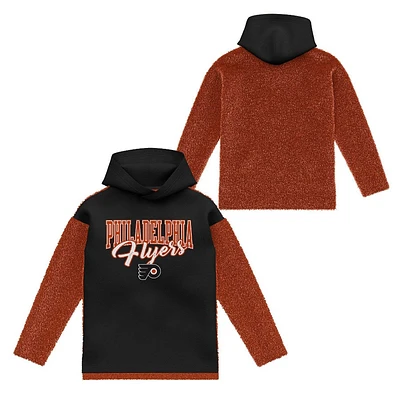 NHL Philadelphia Flyers Girls Faux Fur Long Sleeve Hooded Sweatshirt