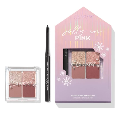 ColourPop Quad Eyeshadow Palette with Creme Gel Liner Kit - Jolly in Pink - 0.16oz