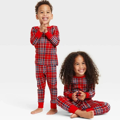 Toddler Plaid Cotton Ribbed Holiday Matching Family Pajama Set