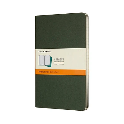 Moleskine 3pk 80pg Ruled Large Journal 8.27x5.12 Cahier Myrtle Green: Pocket Notebook, Soft Cover, FSC Certified