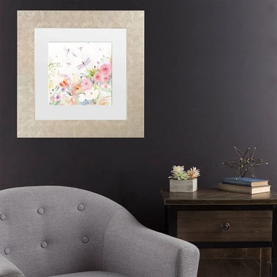 Trademark Fine Art 16x16 Sheila Golden Dragonfly Garden Serenade Matted Framed Art Cream