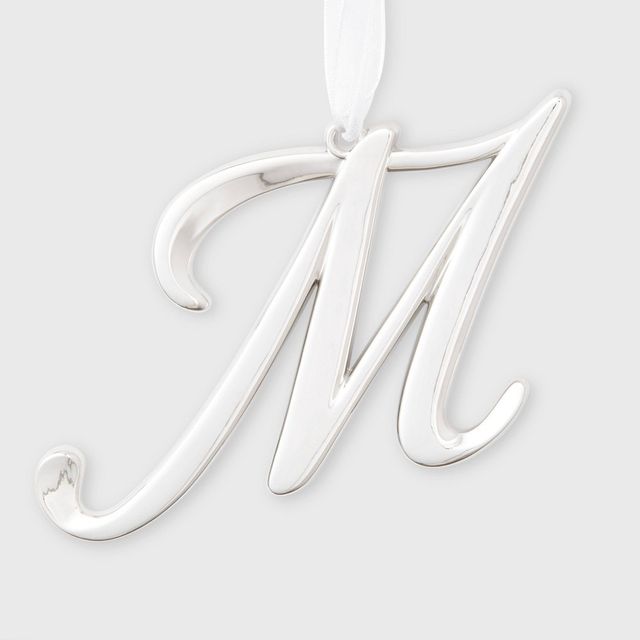 Metal Monogram Christmas Tree Ornament Letter R Silver - Wondershop™