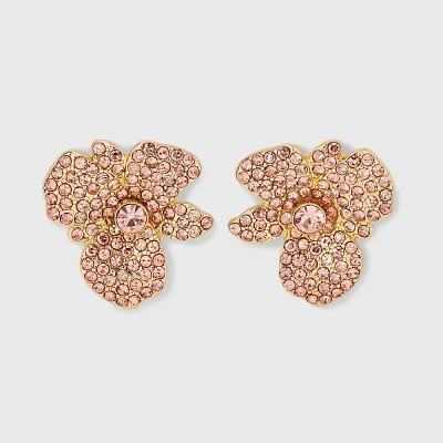 Flower Button with Vintage Rose Pave Earrings - A New Day