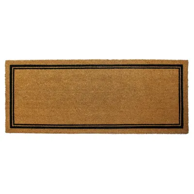 2x 5 Indoor/Outdoor Coir Doormat with Border Natural/Black - Entryways: PVC Backing, Shake Clean, Medium Pile