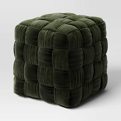 Square Woven Pouf Ottoman  - Threshold: Upholstered Cotton & Polyester, No Assembly Required