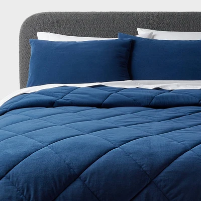 King Velvet Comforter and Sham Set Blue - Threshold