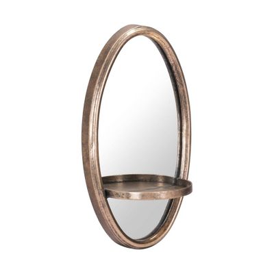 12 ZM Home Luxe Oval Mirrored Shelf Gold: Modern Decorative, Tarnish-Resistant, Wall-Mount Storage