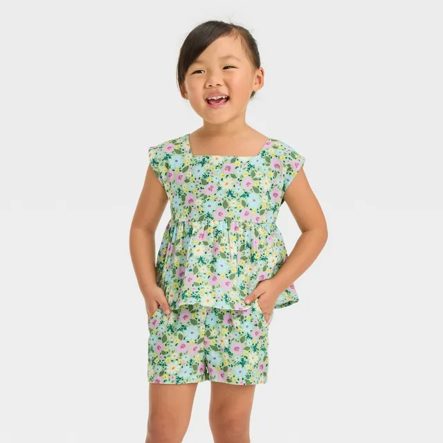 Cat & Jack Toddler Girls Floral Top & Bottom Set - Cat & Jack Green |  Connecticut Post Mall