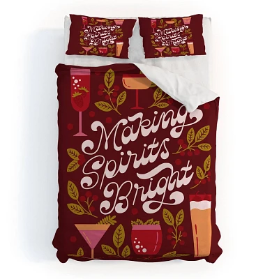 Deny Designs Full/Queen Jessica Molina Making Spirits Bright Holiday Duvet Cover and Pillow Sham Orange