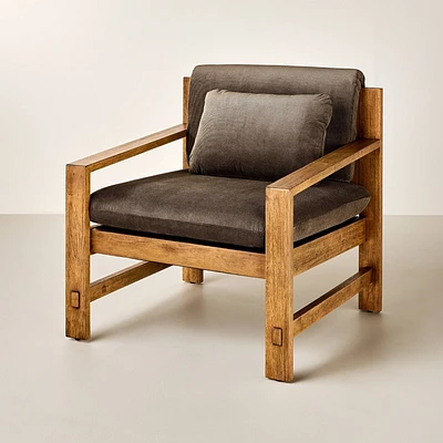 Wood Frame Upholstered Arm Chair