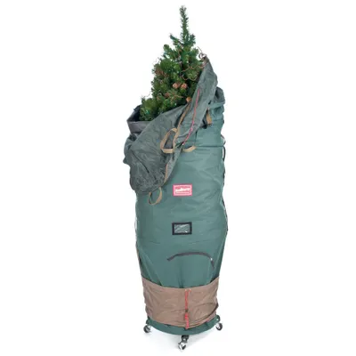 TreeKeeper Medium Upright Tree Storage Bag with Rolling Tree Stand: Polyester, Wheels, Compression Straps, 46.35 Volume Capacity