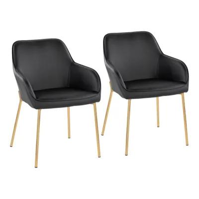 Set of 2 Daniella PU Leather/Steel Dining Chairs Gold/ - LumiSource