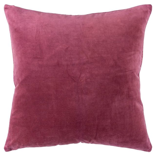 22x22 Oversize Square Throw Pillow Cover Berry - Rizzy Home: Reversible, Cotton Velvet, Modern Decor